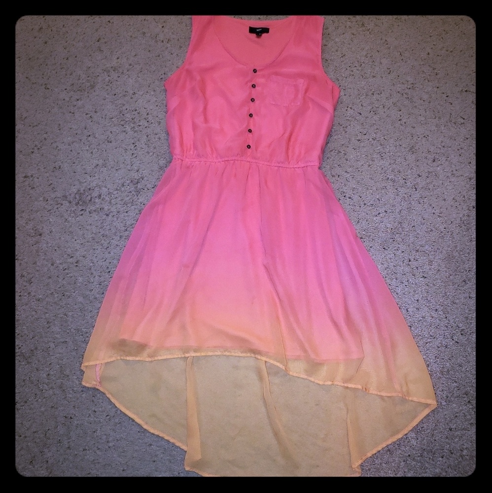 🔥Coral Pink Ombre yellow Dress